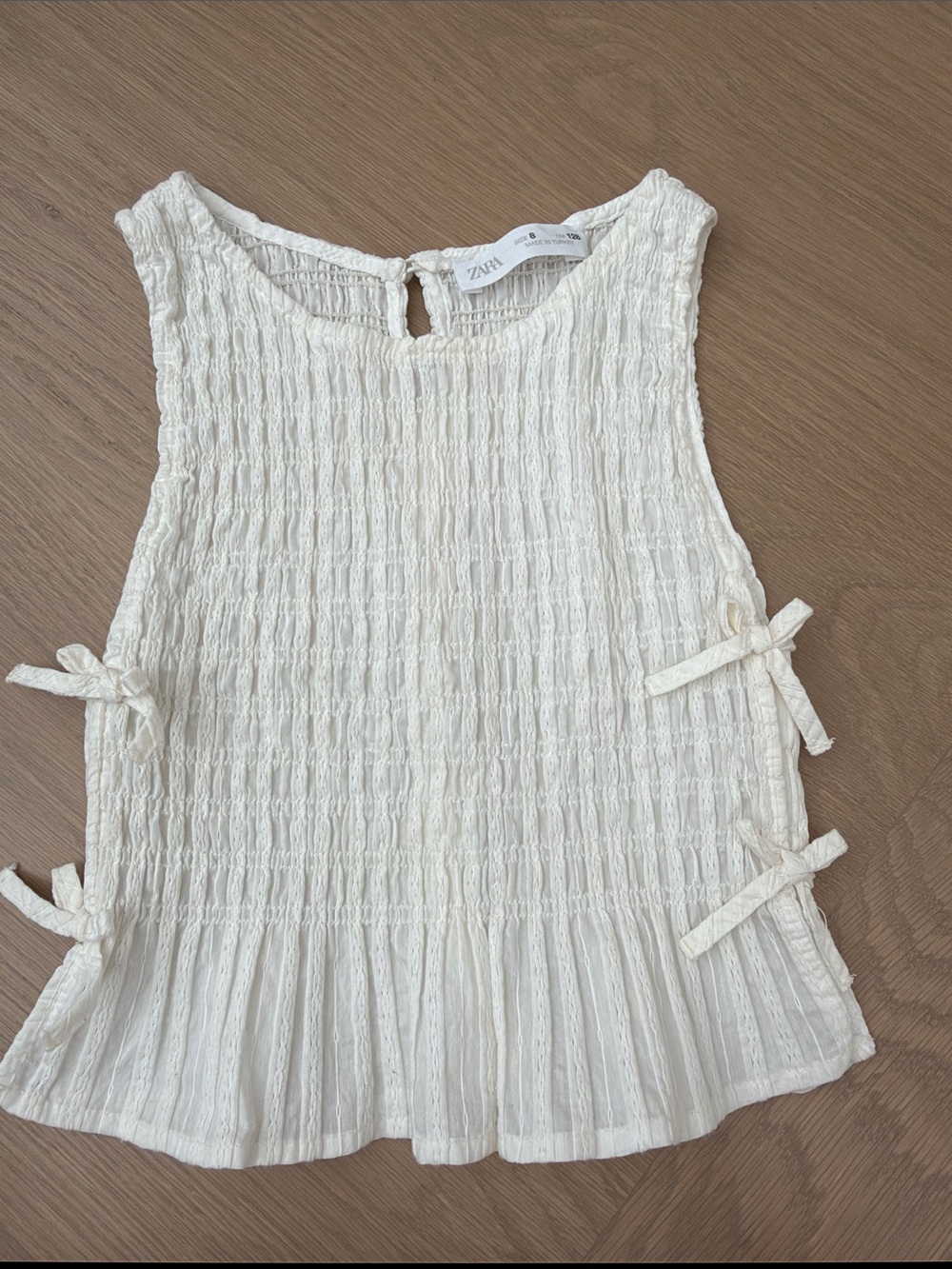 Zara Cream Smocked Peplum Camisole with Side Ties